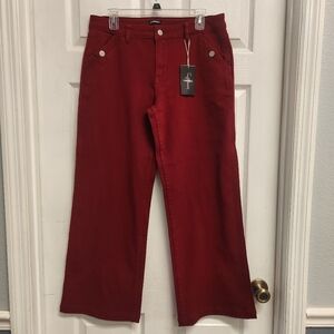Chic Red Flare Wide Leg Women's Jeans